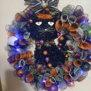 Black Cat Halloween wreath